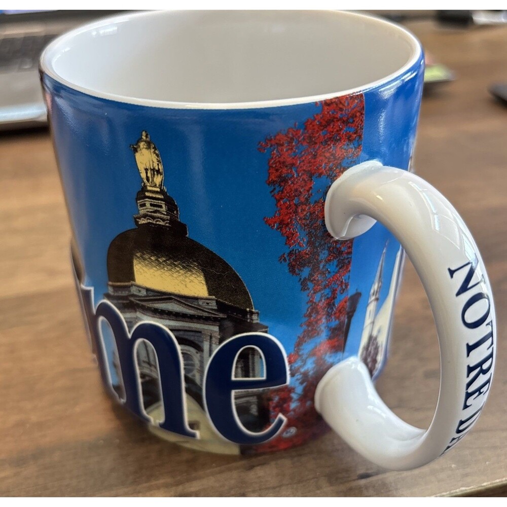 NWT Notre Dame University Coffee Mug 16 Oz 2013 Campus Basilica Raised Letters - Picture 6 of 8